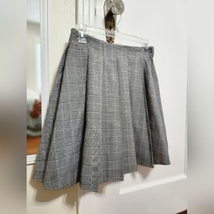 Grey Pleated Plaid Skirt